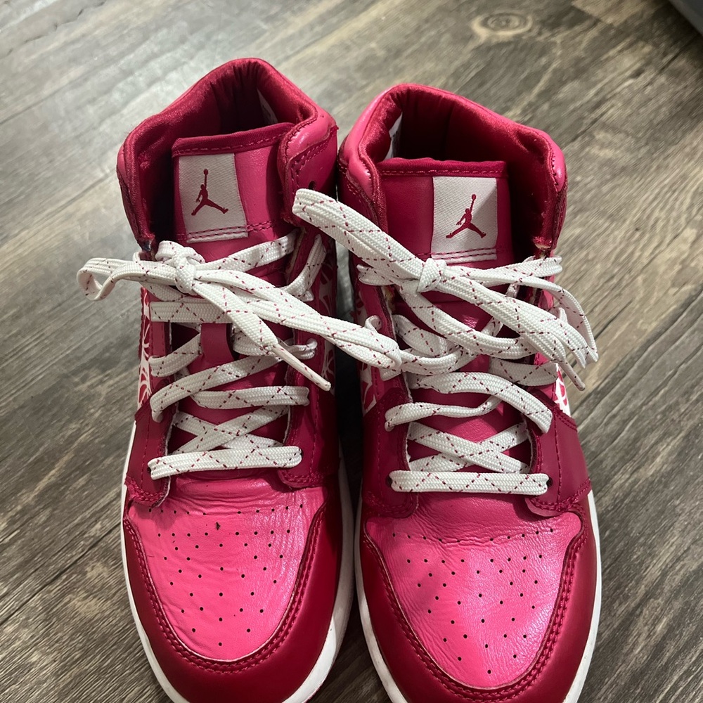 Burgundy and White High-Top Sneakers